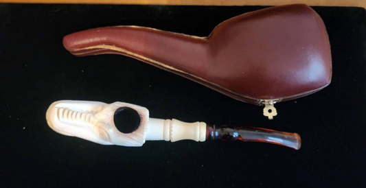 Bearded Dragon Block Meerschaum Pipe with Fitted Case
