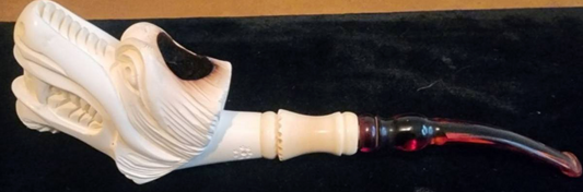 Bearded Dragon Block Meerschaum Pipe with Fitted Case