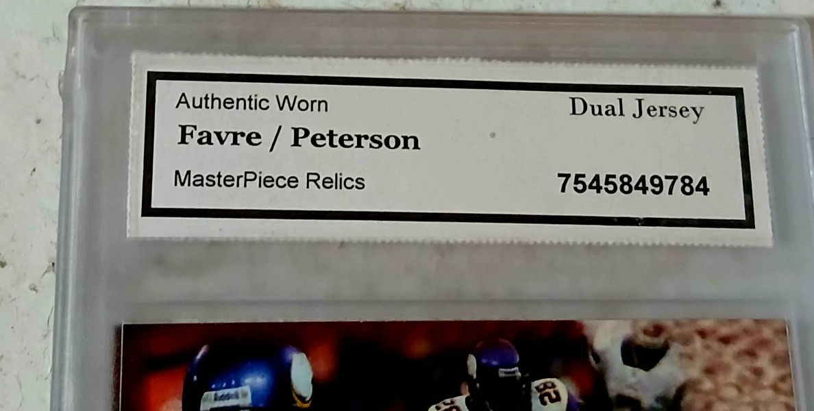 FARVE,/PETERSON Authentic Worn Dual Jersey COA MasterPiece Relics