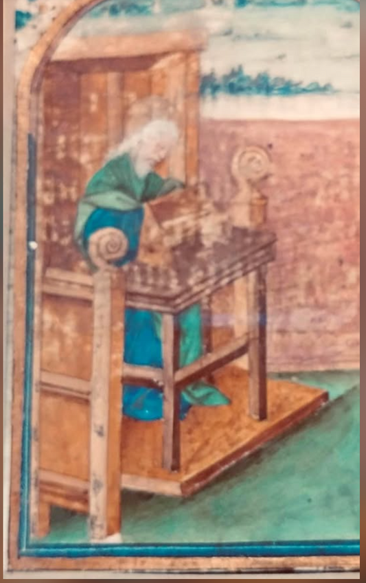 15th Century Evangelist,  Miniature, Hand-Painted on Vellum