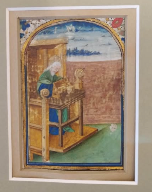 15th Century Evangelist,  Miniature, Hand-Painted on Vellum