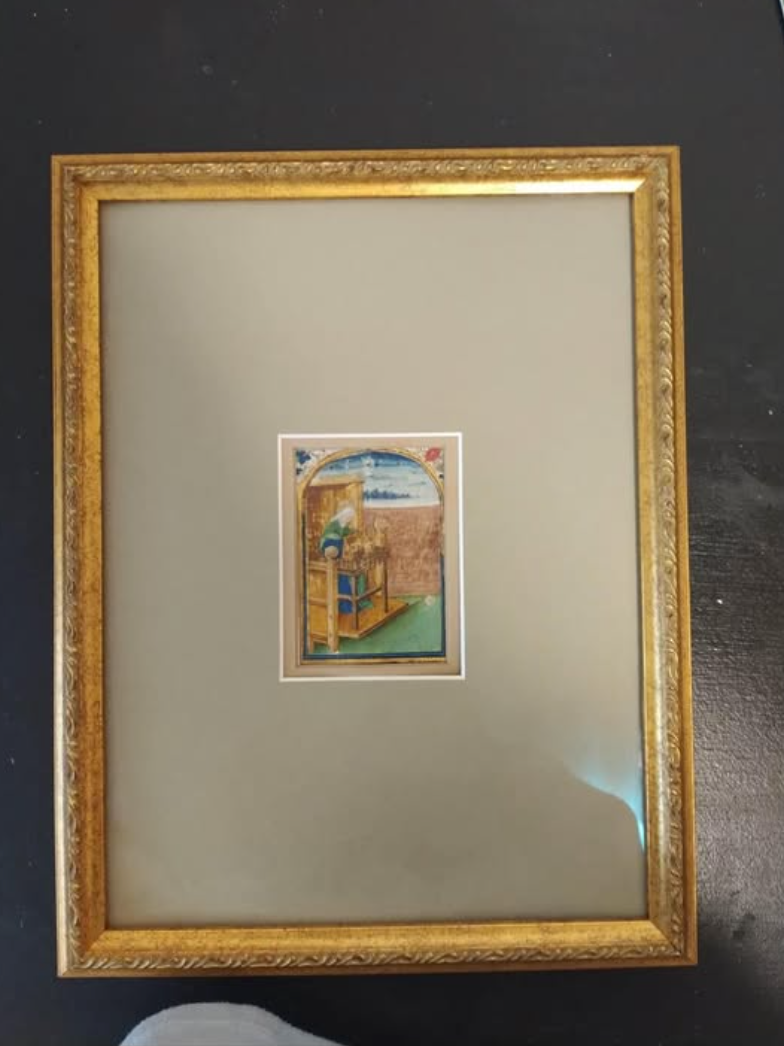 15th Century Evangelist,  Miniature, Hand-Painted on Vellum