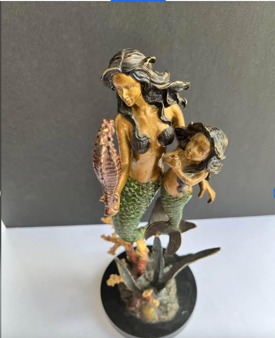Mother Mermaid And Daughter Mermaid S. P. I Sculpture Hand Crafted & Hand Painted