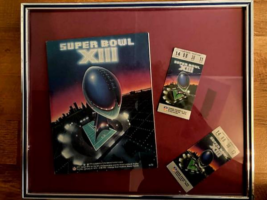 SUPERBOWL XIII Program and 2 Used Entry Passes-Framed