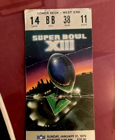 SUPERBOWL XIII Program and 2 Used Entry Passes-Framed