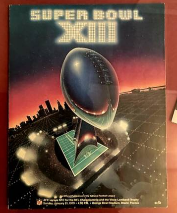SUPERBOWL XIII Program and 2 Used Entry Passes-Framed